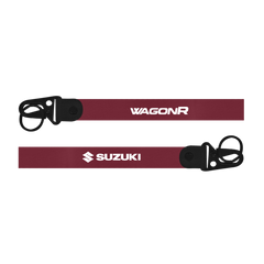 Maroon lanyard with Suzuki and WagonR branding on a white background