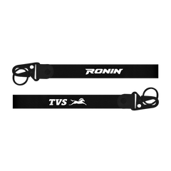 TVS Ronin custom fabric bike keychain lanyard strap black straps with 'TVS Ronin' branding on a white background