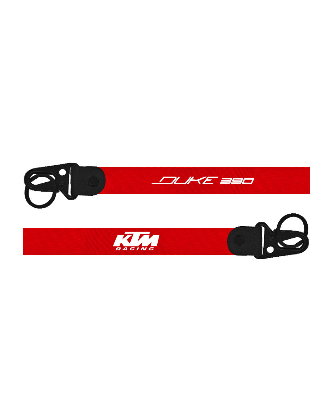 Red lanyard with 'KTM Racing' and 'Duke 250' text on a white background