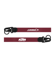 Maroon lanyard with KTM Racing logo on a white background