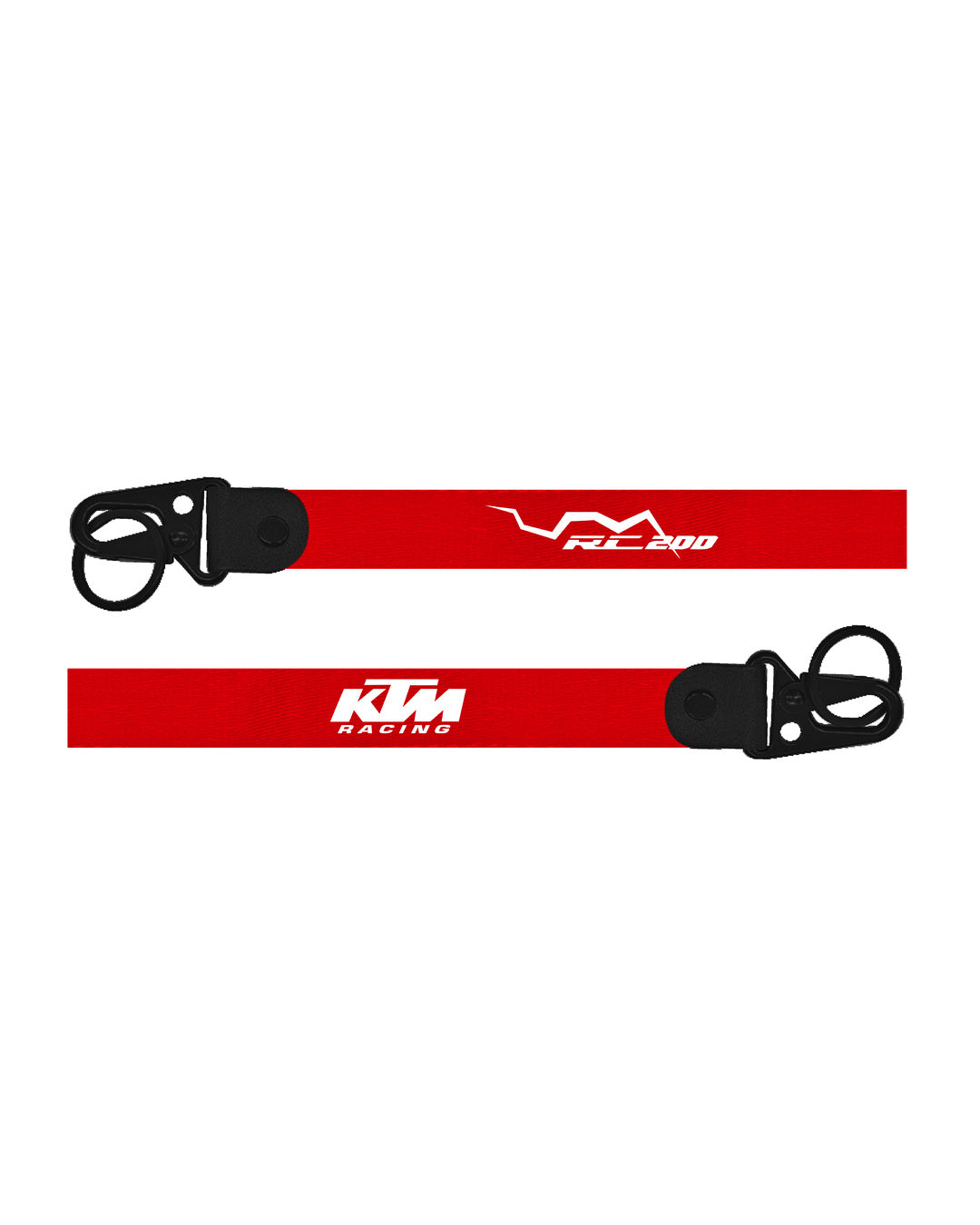 Red lanyard with KTM Racing logo on a white background
