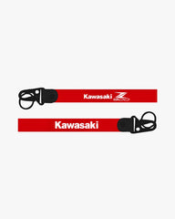 Red lanyard with Kawasaki logo on a white background