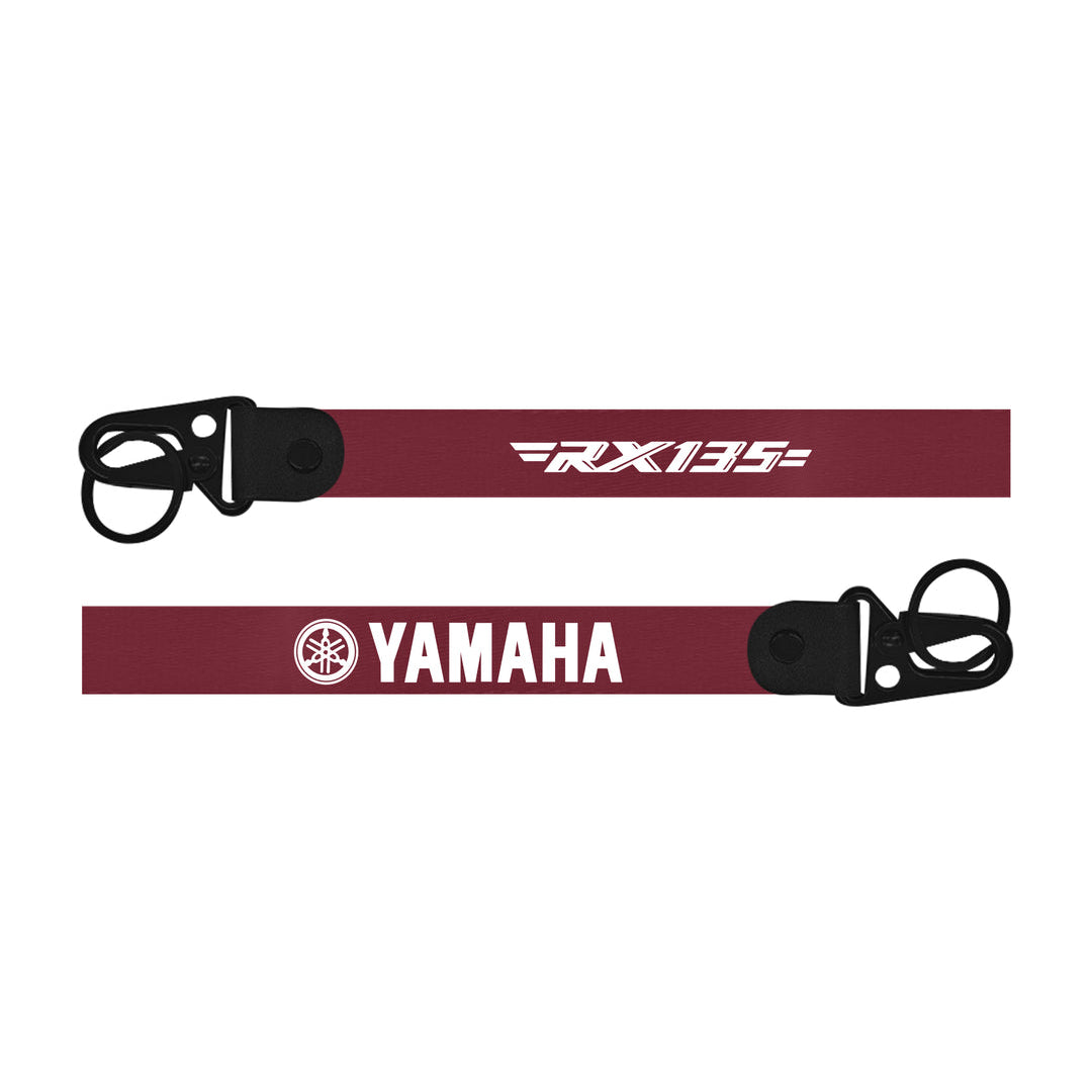 Maroon lanyard with Yamaha and RX135 branding on a white background