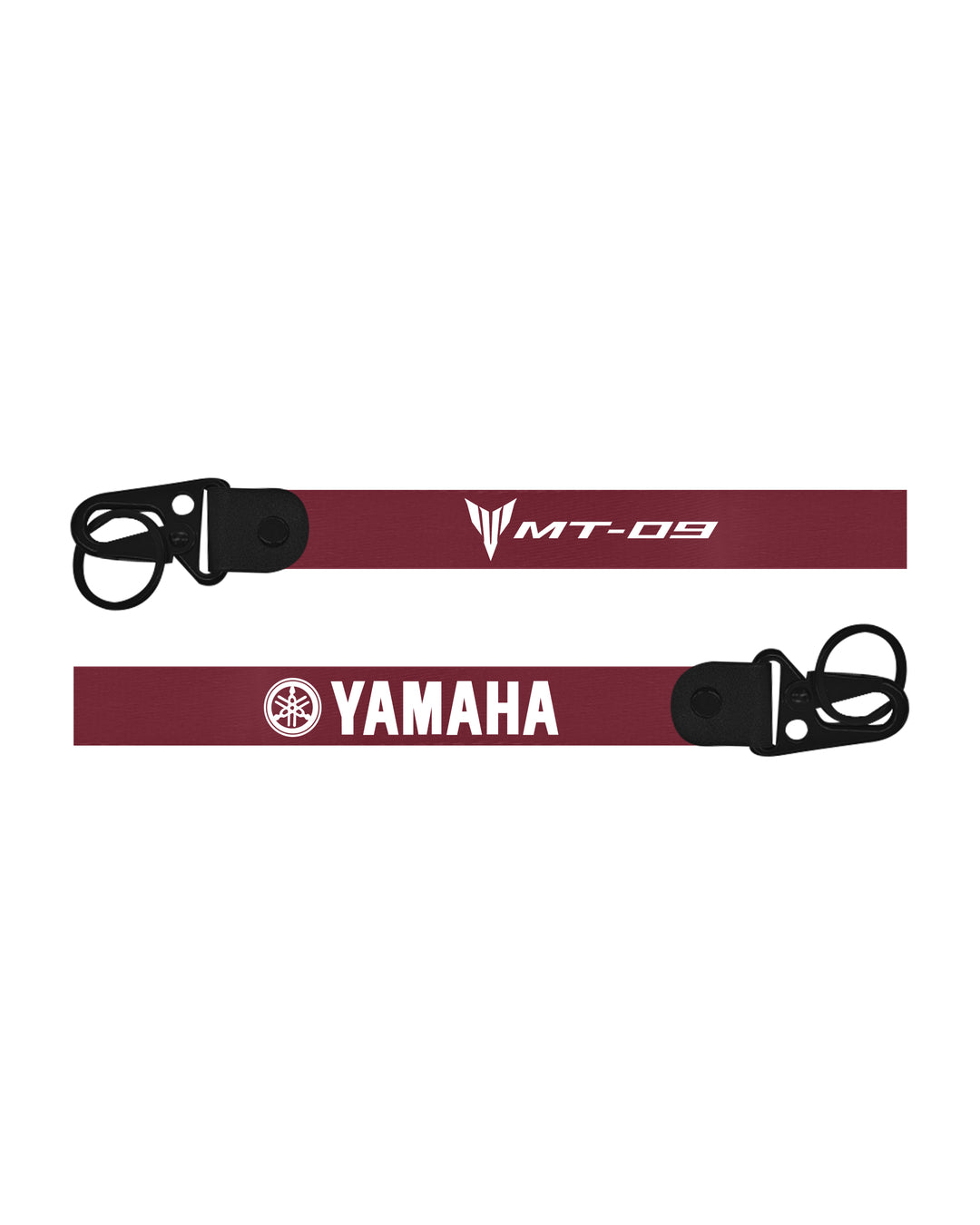 keychian  with black buckles and Yamaha branding on a white background