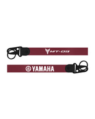 keychian  with black buckles and Yamaha branding on a white background