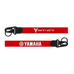 Red  bike keychain with Yamaha logo on a white background