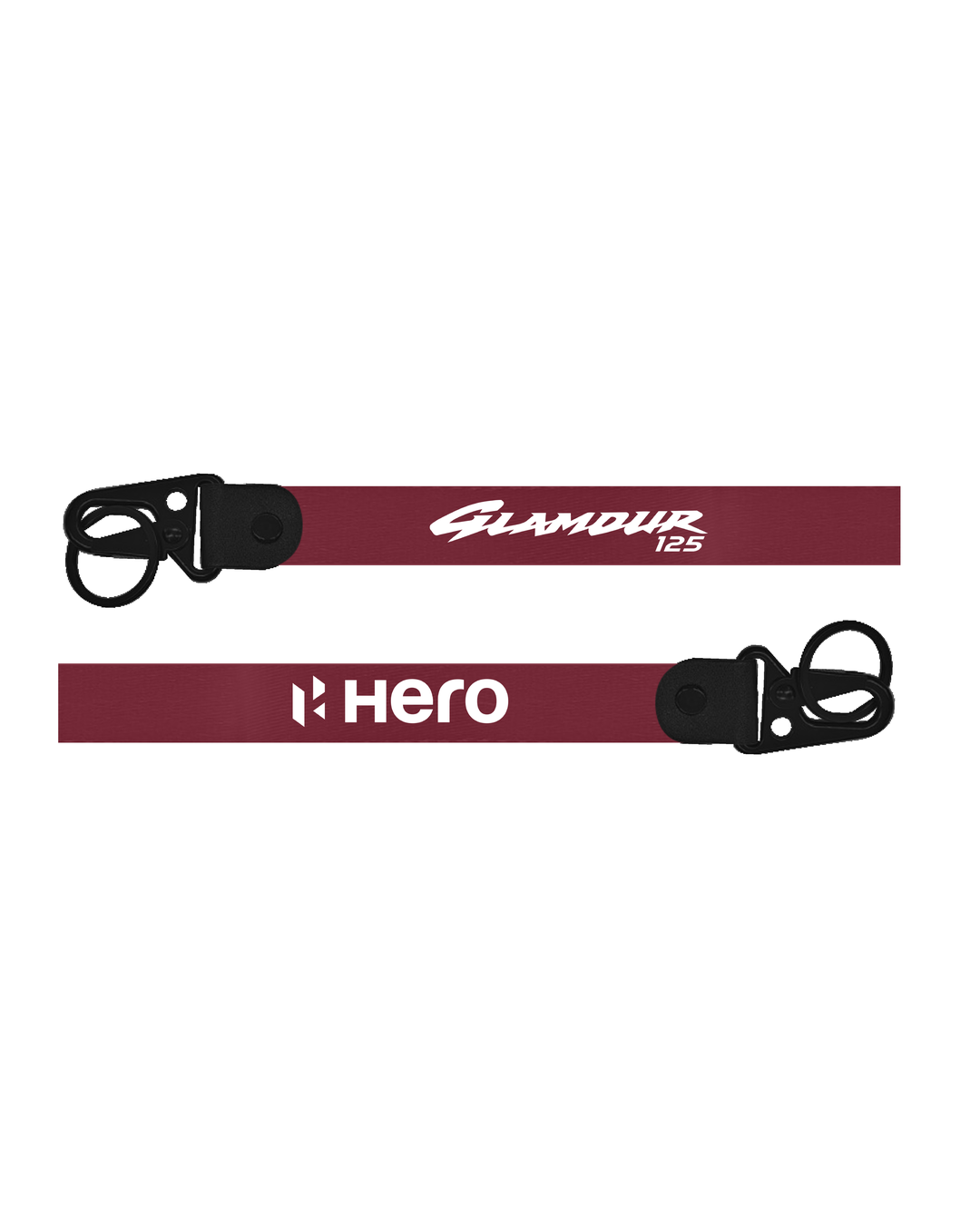 Two maroon lanyards with black ends and visible branding on a white background