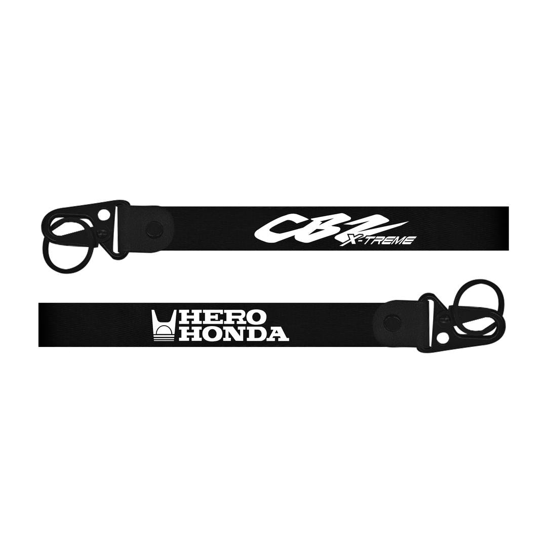 hero cbz xtreme keychainTwo black lanyards with 'Hero Honda' and 'CB1' branding on a white background