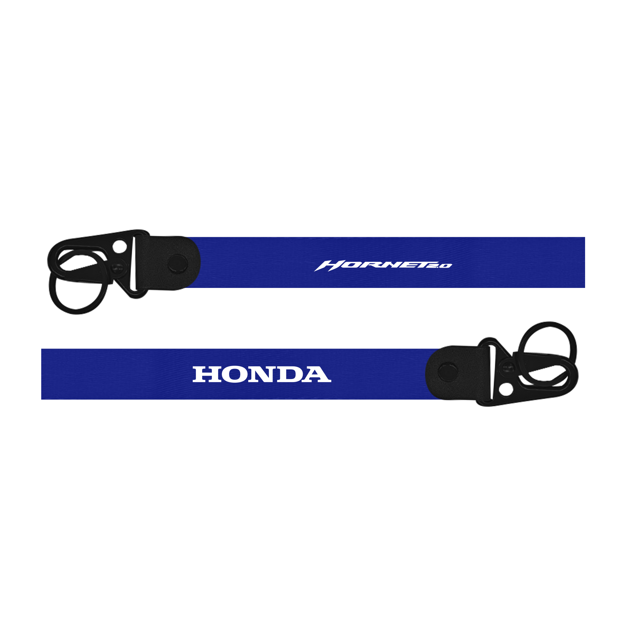 Two blue lanyards with 'Honda' and 'Hornet' branding on a white background