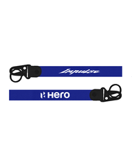 Two blue straps with black buckles and 'Hero' branding on a white background