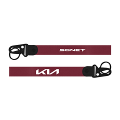 Two red lanyards with 'SONET' and 'KIA' logos on a white background