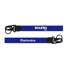 Two blue lanyards with 'Bolero neo' and 'Mahindra' branding on a white background.