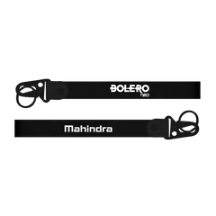 Two black straps with 'Bolero neo' and 'Mahindra' branding on a white background
