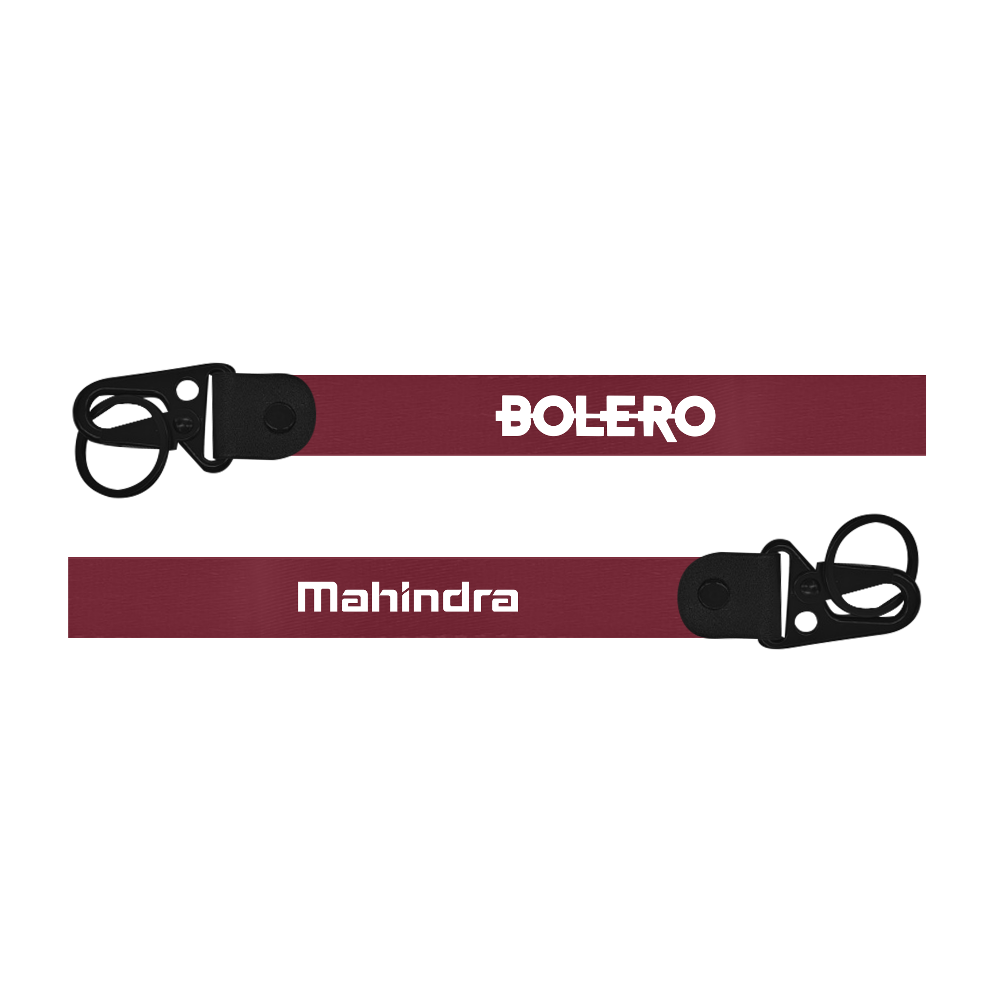 Two keychains with 'Bolero' and 'Mahindra' branding on a white background