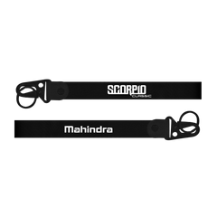 Two black lanyards with 'Scorpio Classic' and 'Mahindra' branding on a white background.