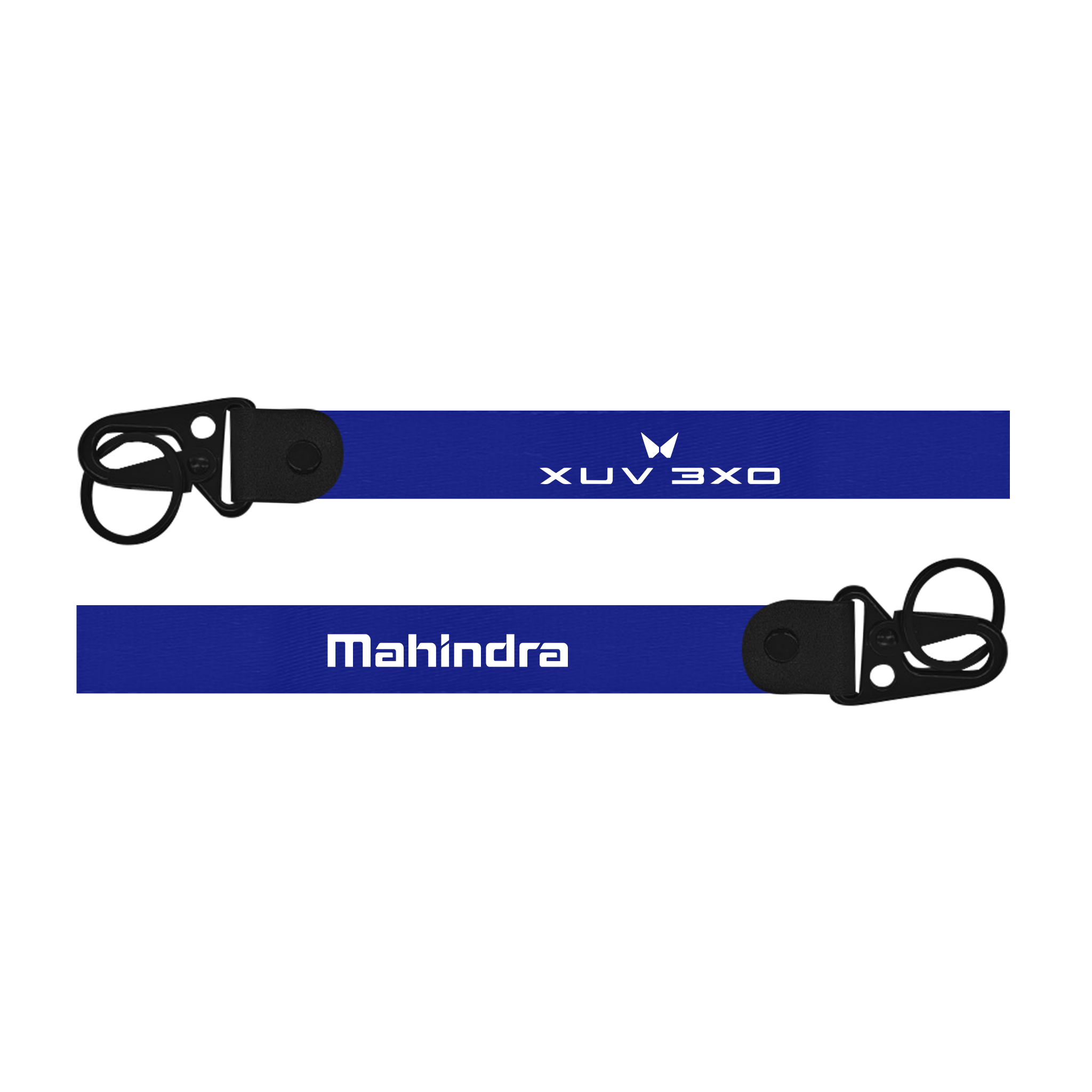 Two blue lanyards with 'XUV 300' and 'Mahindra' branding on a white background.