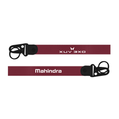 Maroon lanyard with XUV 3X0 and Mahindra branding on a white background