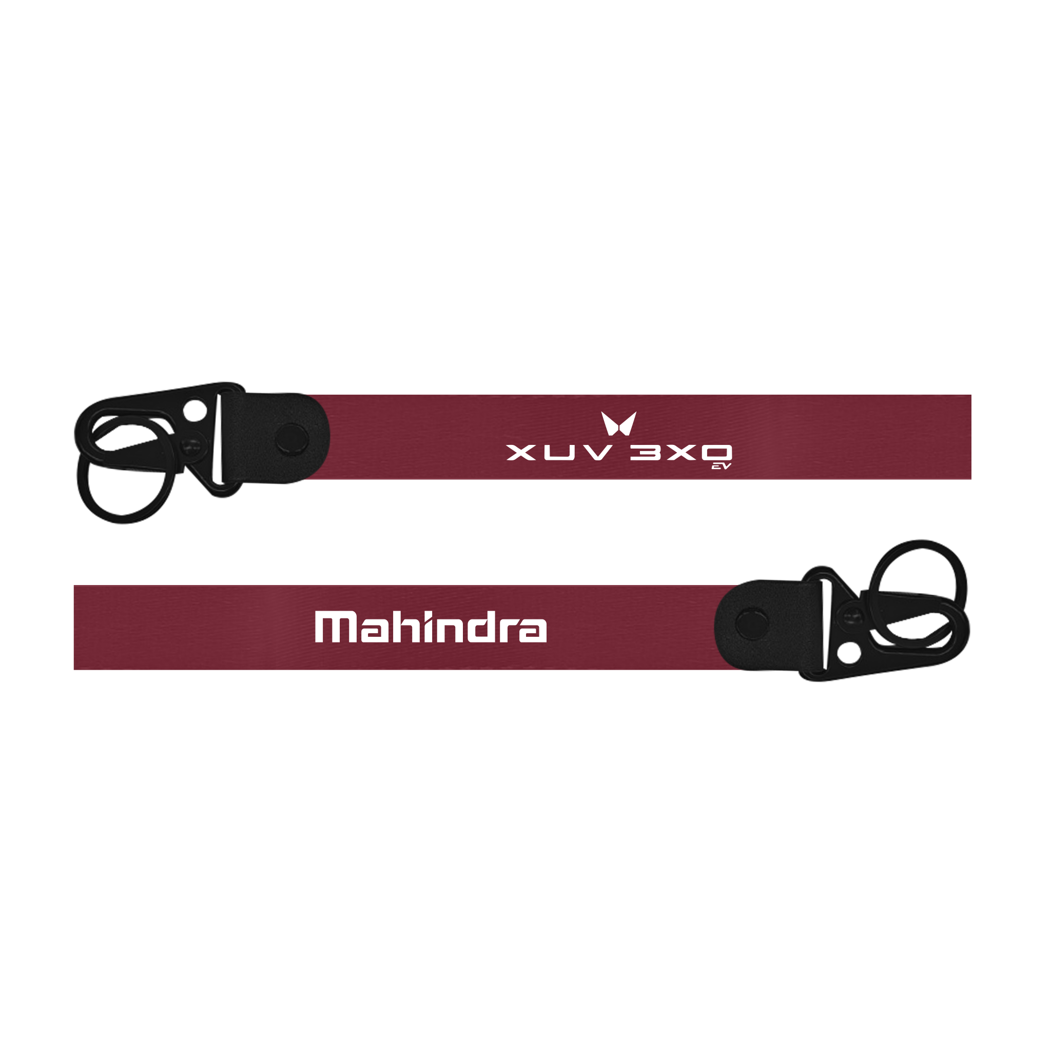 Maroon lanyard with 'XUV 300' and 'Mahindra' branding on a white background
