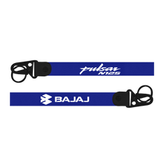 Two blue lanyards with 'Pulsar N125' and 'Bajaj' branding on a white background.