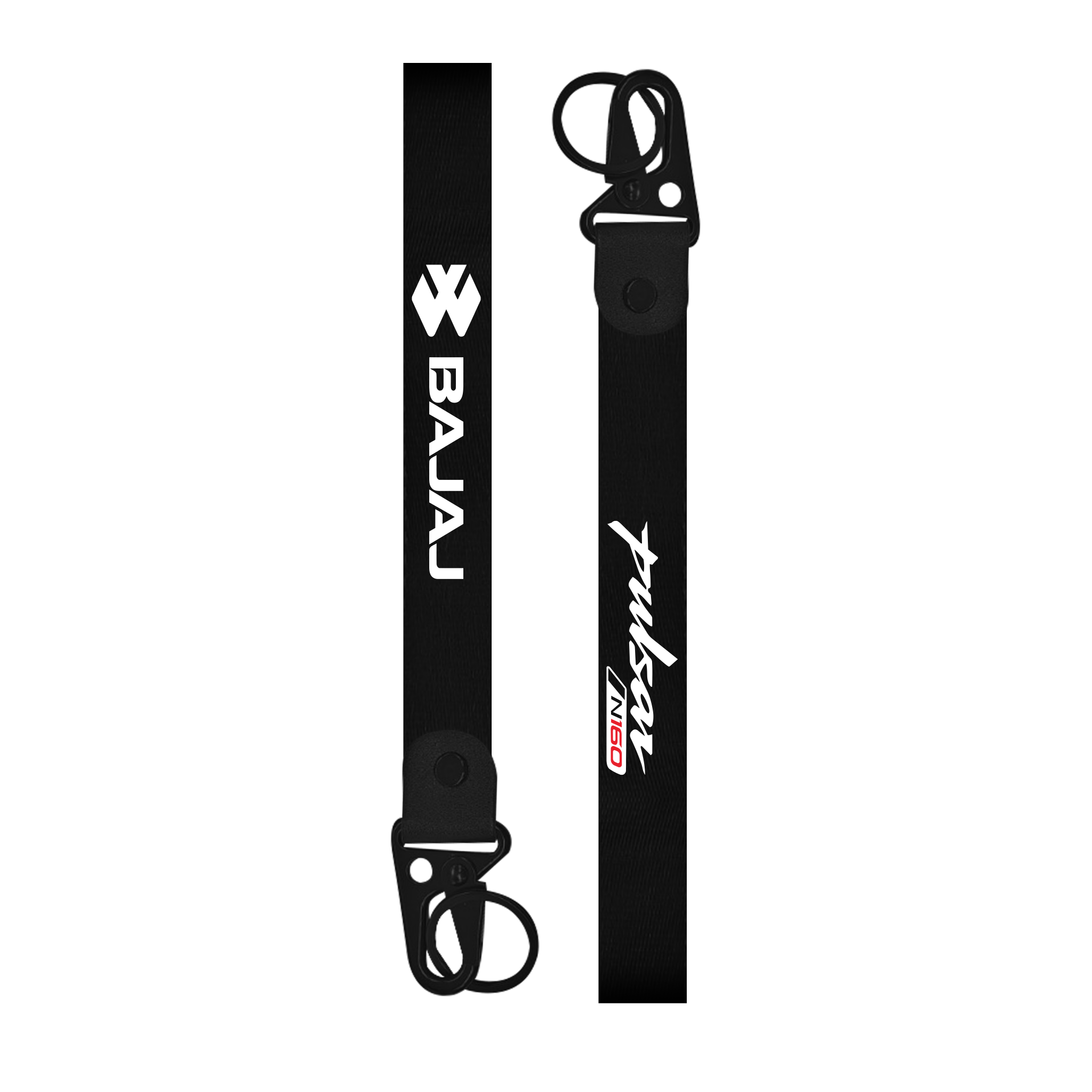 Black lanyard with 'Bajaj' and 'Pulsar' branding on a white background