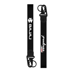 Black lanyard with 'Bajaj' and 'Pulsar' branding on a white background