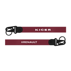 Red lanyard with 'Kiger' and 'Renault' branding on a white background