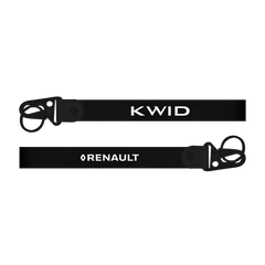 Two black lanyards with 'Kwid' and 'Renault' branding on a white background