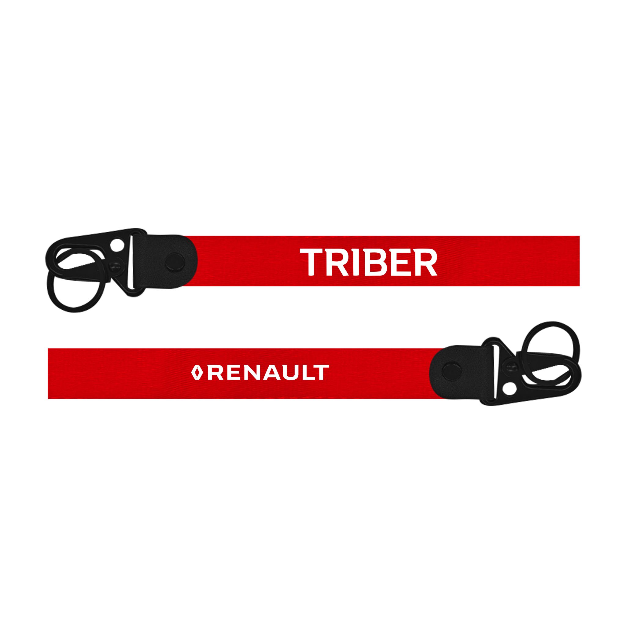 Red lanyard with 'Triber' and 'Renault' branding on a white background