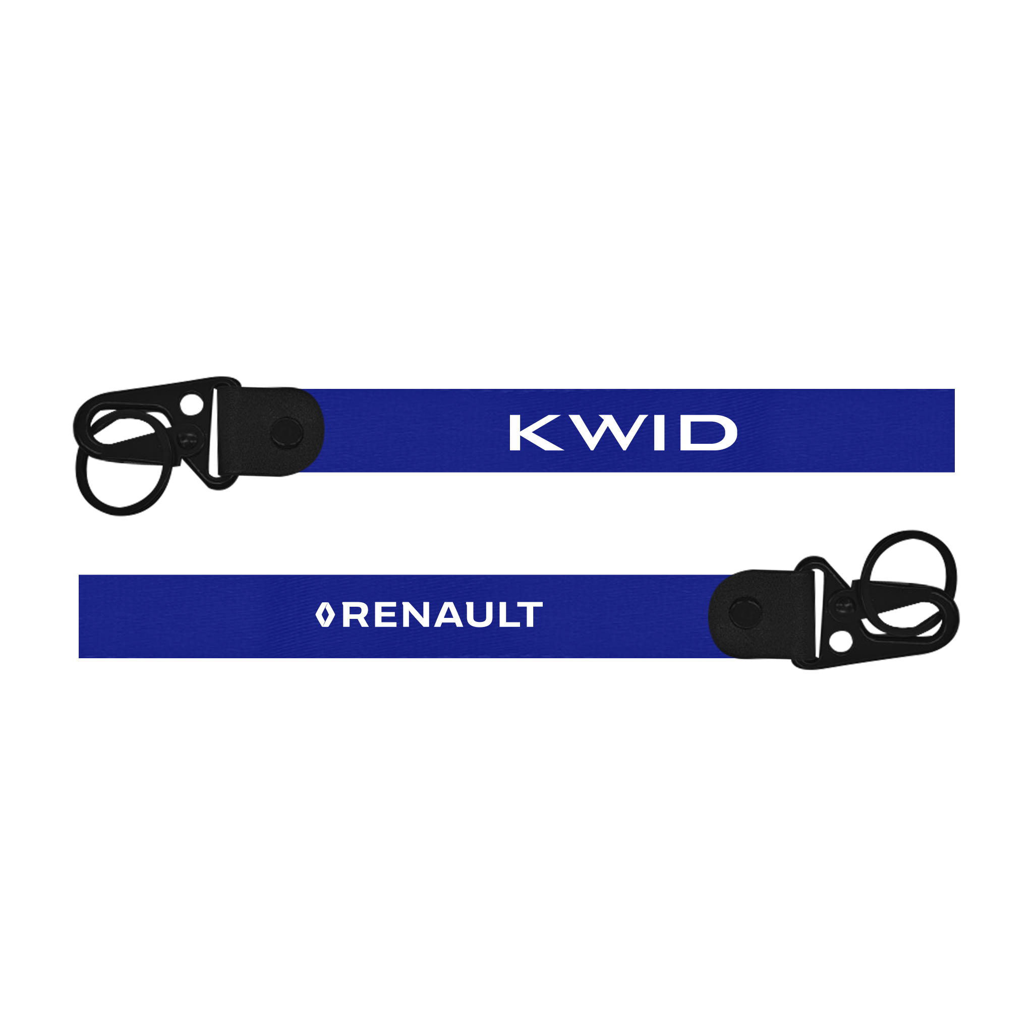 Two blue lanyards with 'Kwid' and 'Renault' branding on a white background