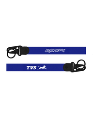 Blue lanyard with 'TVS Sport' branding on a white background