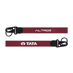 Two maroon lanyards with 'Nexon' and 'Tata' branding on a white background