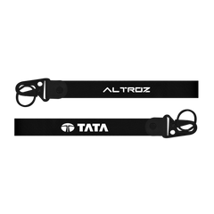 Two black lanyards with 'Sierra' and 'Tata' branding on a white background