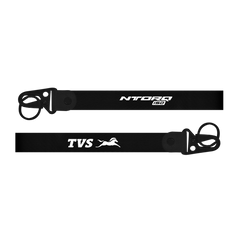 Two black straps with 'TVS' and 'Ntorq' branding on a white background