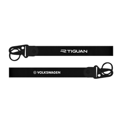Two black lanyards with 'Tiguan' and 'Volkswagen' branding on a white background