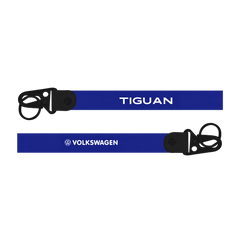 Blue lanyard with 'Tiguan' and 'Volkswagen' branding on a white background