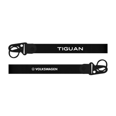 Black carabiner with 'Tiguan' and 'Volkswagen' branding on a white background